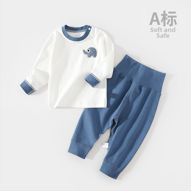 Detský bavlnený dvojdielny set nohavíc, dlhé rukávy, pulóver, 100% bavlna, pre deti 1–3 roky (80–100 cm), vhodný na zimu, jar a jeseň