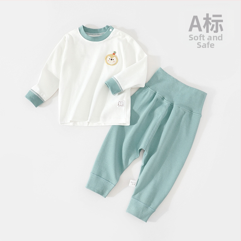 Detský bavlnený dvojdielny set nohavíc, dlhé rukávy, pulóver, 100% bavlna, pre deti 1–3 roky (80–100 cm), vhodný na zimu, jar a jeseň