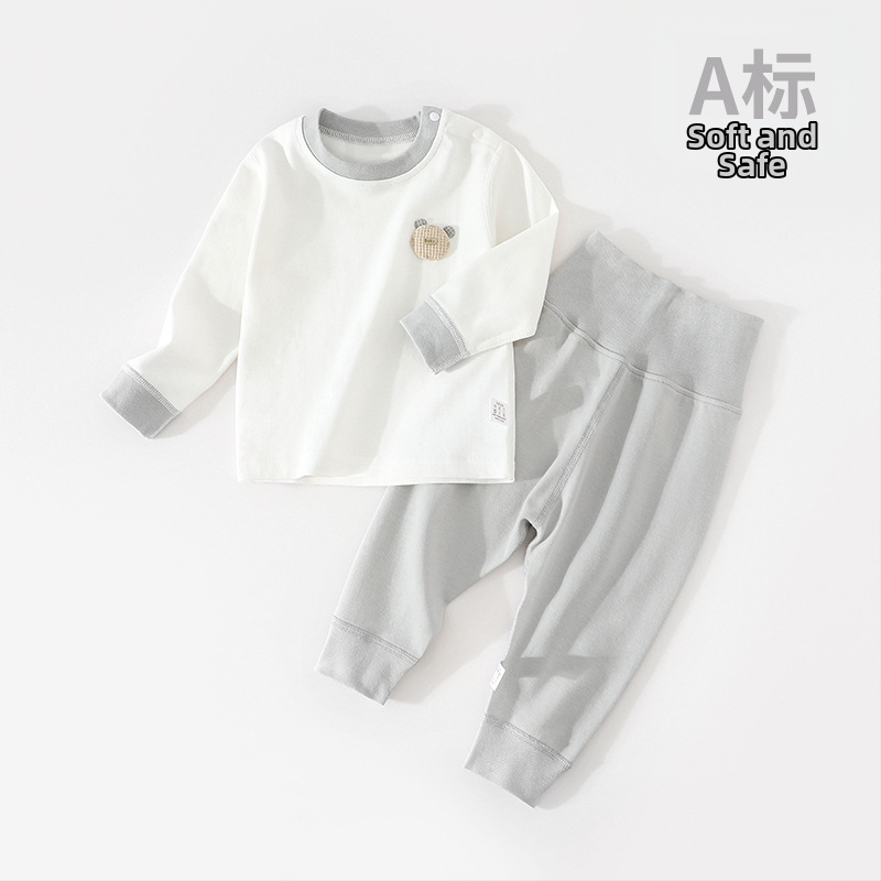 Detský bavlnený dvojdielny set nohavíc, dlhé rukávy, pulóver, 100% bavlna, pre deti 1–3 roky (80–100 cm), vhodný na zimu, jar a jeseň