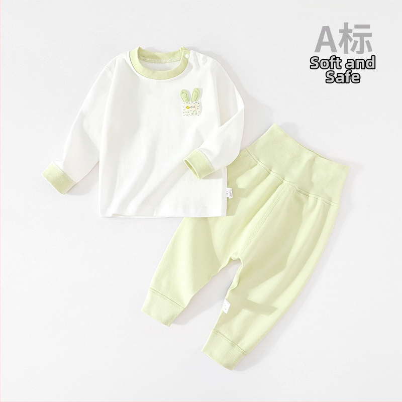 Detský bavlnený dvojdielny set nohavíc, dlhé rukávy, pulóver, 100% bavlna, pre deti 1–3 roky (80–100 cm), vhodný na zimu, jar a jeseň