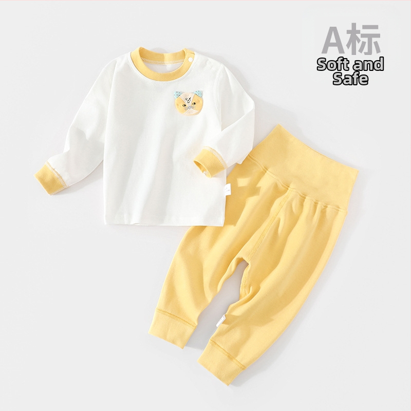 Detský bavlnený dvojdielny set nohavíc, dlhé rukávy, pulóver, 100% bavlna, pre deti 1–3 roky (80–100 cm), vhodný na zimu, jar a jeseň