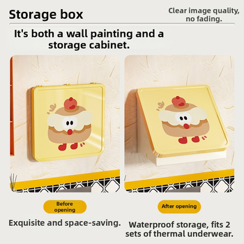 Dulap de baie din plastic, montat pe perete, pliabil, în stil desen animat, cu un singur raft