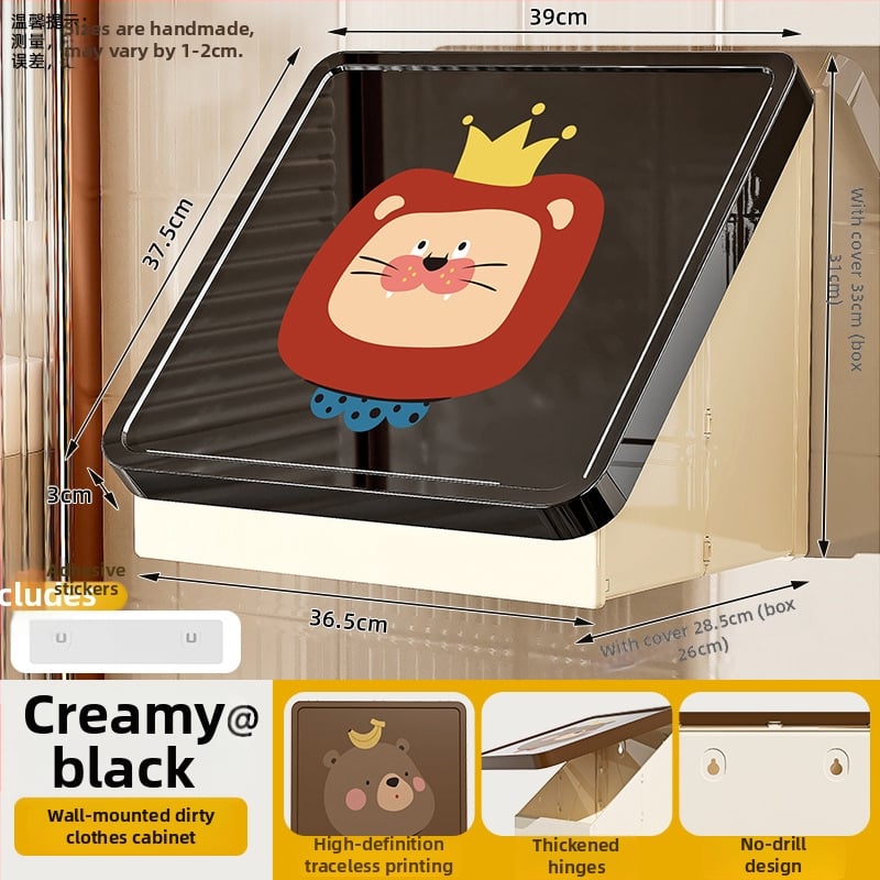 Dulap de baie din plastic, montat pe perete, pliabil, în stil desen animat, cu un singur raft