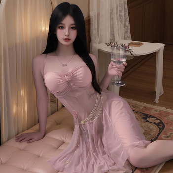 Prom Queen uloga – mrežasta noćna haljina za žene, prozirni poliester, izdvajanje dekolta