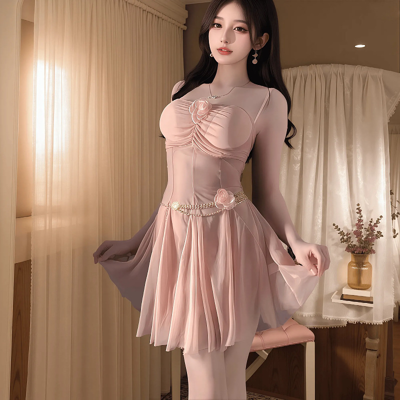 Prom Queen uloga – mrežasta noćna haljina za žene, prozirni poliester, izdvajanje dekolta