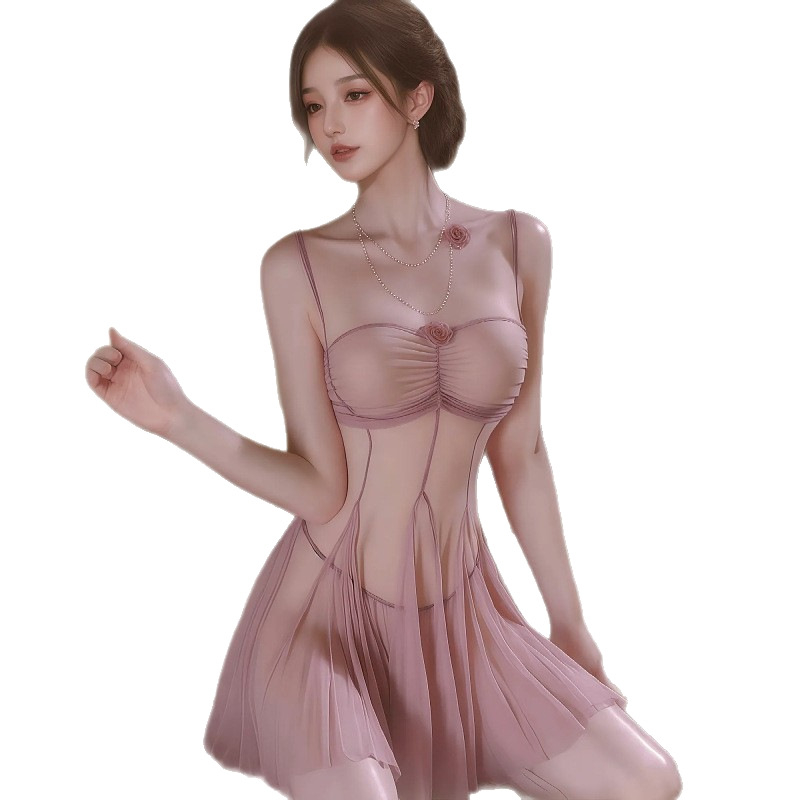 Prom Queen uloga – mrežasta noćna haljina za žene, prozirni poliester, izdvajanje dekolta