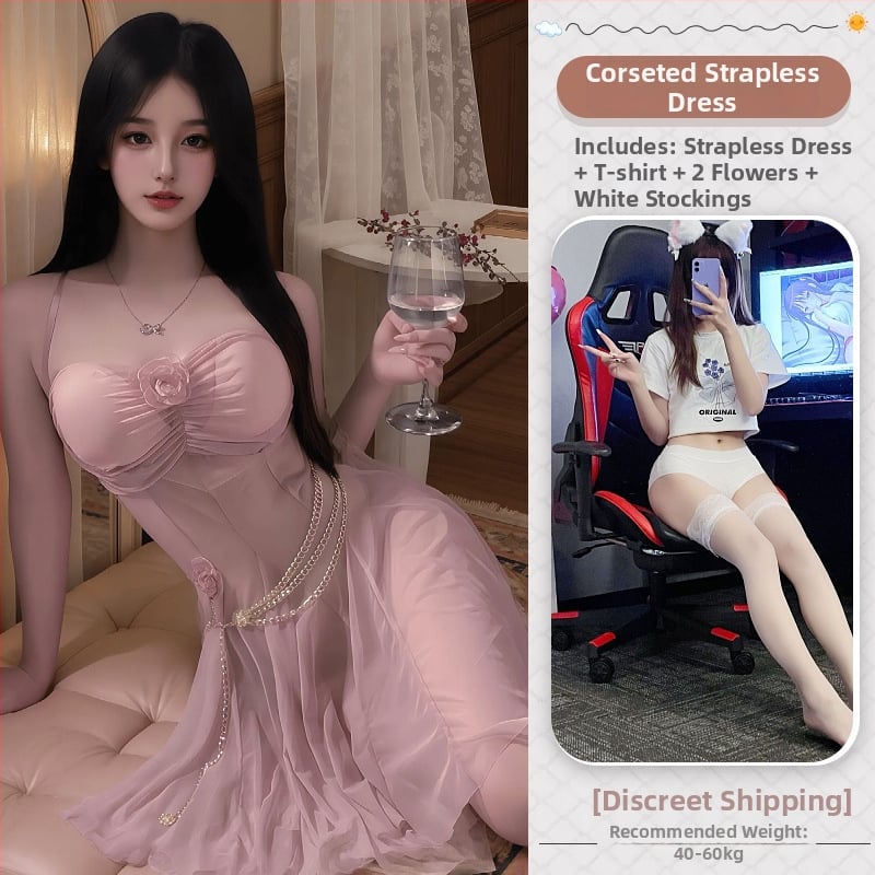 Prom Queen uloga – mrežasta noćna haljina za žene, prozirni poliester, izdvajanje dekolta