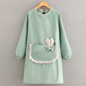 Corduroy фартук с дълги ръкави за домакинство, корейски стил, анти-замърсяване, модерен минималистичен дизайн