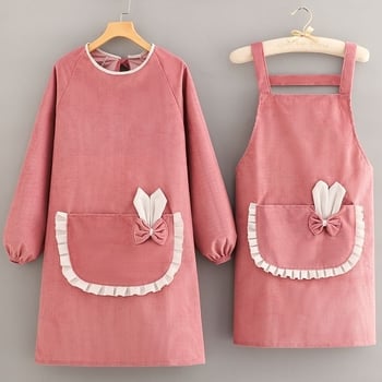 Corduroy фартук с дълги ръкави за домакинство, корейски стил, анти-замърсяване, модерен минималистичен дизайн