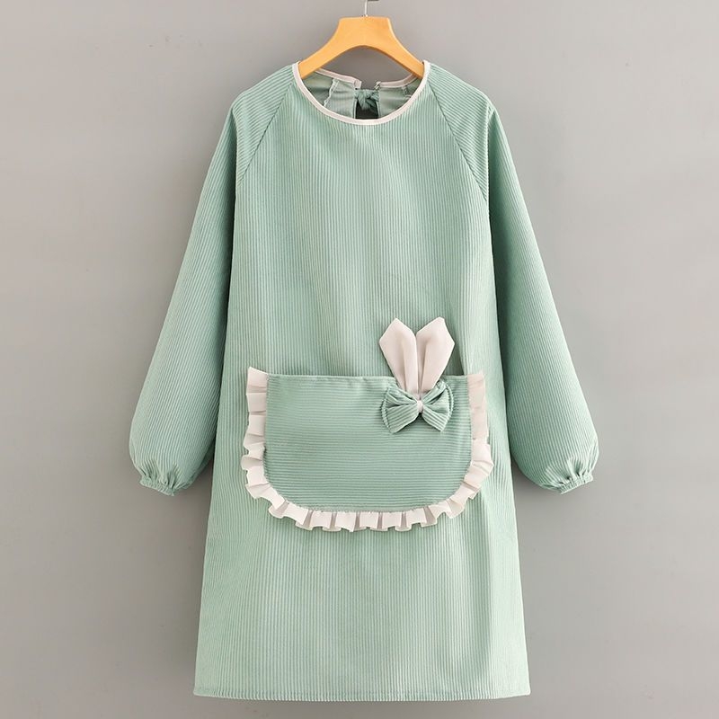 Corduroy фартук с дълги ръкави за домакинство, корейски стил, анти-замърсяване, модерен минималистичен дизайн