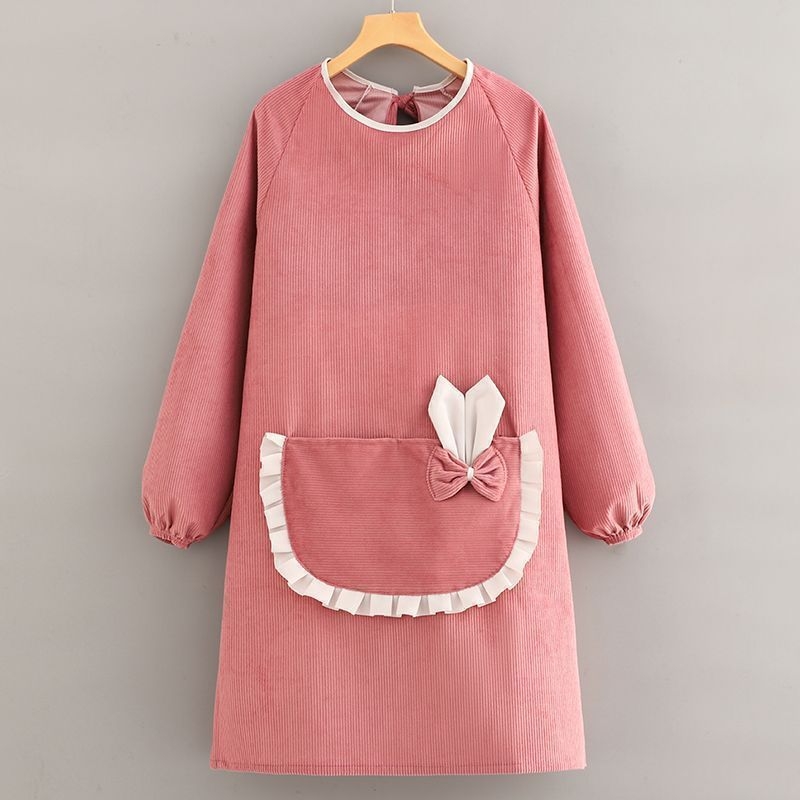 Corduroy фартук с дълги ръкави за домакинство, корейски стил, анти-замърсяване, модерен минималистичен дизайн