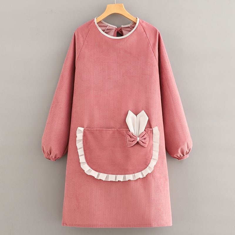 Corduroy фартук с дълги ръкави за домакинство, корейски стил, анти-замърсяване, модерен минималистичен дизайн