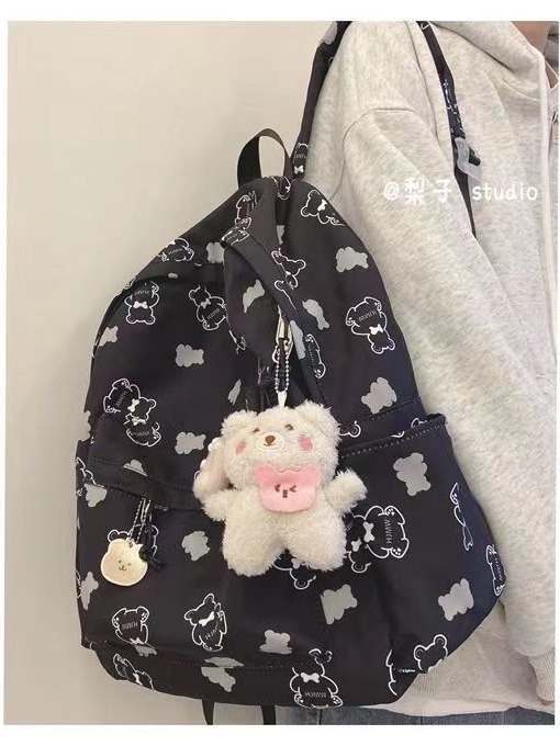 Mackó mintás hátizsák Harajuku Ulzzang stílusban, vízálló, kapacitás 36–55L, 15 colos laptophoz illeszkedik, Oxford anyag, légpárnás vállpántok