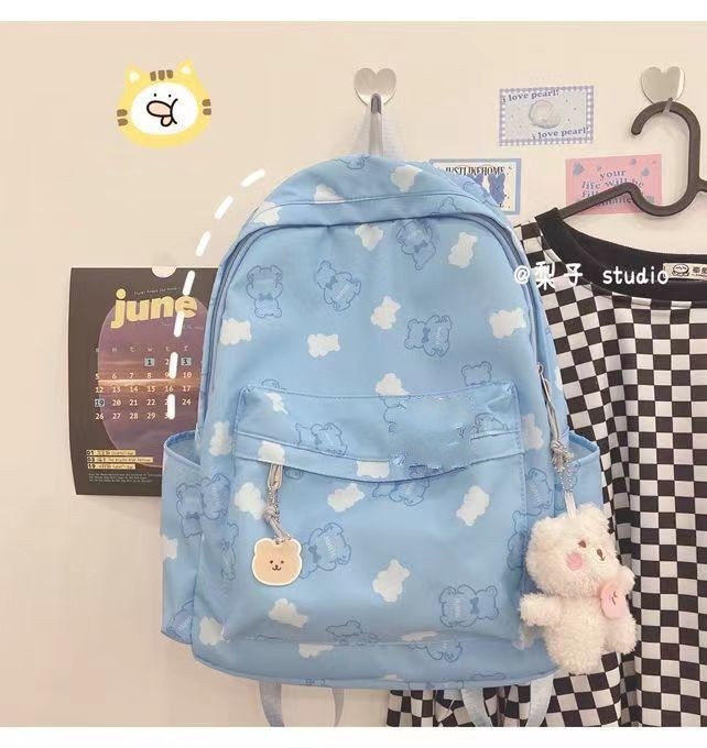 Mackó mintás hátizsák Harajuku Ulzzang stílusban, vízálló, kapacitás 36–55L, 15 colos laptophoz illeszkedik, Oxford anyag, légpárnás vállpántok