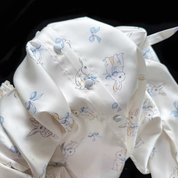 Sea Salt Bunny Ice Silk nakts komplekts ar karikatūru apdruku, šorti, krūšu spilventiņš – četru daļu komplekts