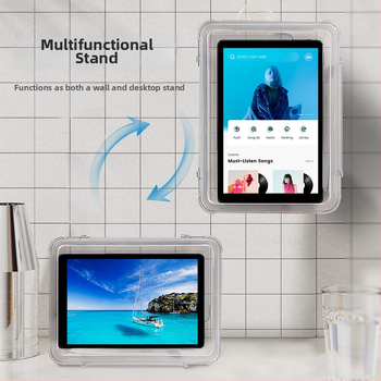 Okretni vodootporni držač tableta za kupaonicu – zidni držač ljepilom, bez bušenja, ABS plast, za iPad/tablet i telefon tijekom tuširanja