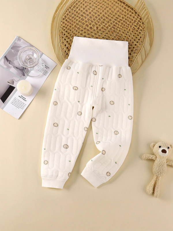 Kūdikio kelnės iš 100% medvilnės rudens–žiemos laikotarpiui, trijų sluoksnių šilumos audinys, aukštas liemuo, storos, antibakterinės, šildo, naujagimiams 0–12 mėnesių