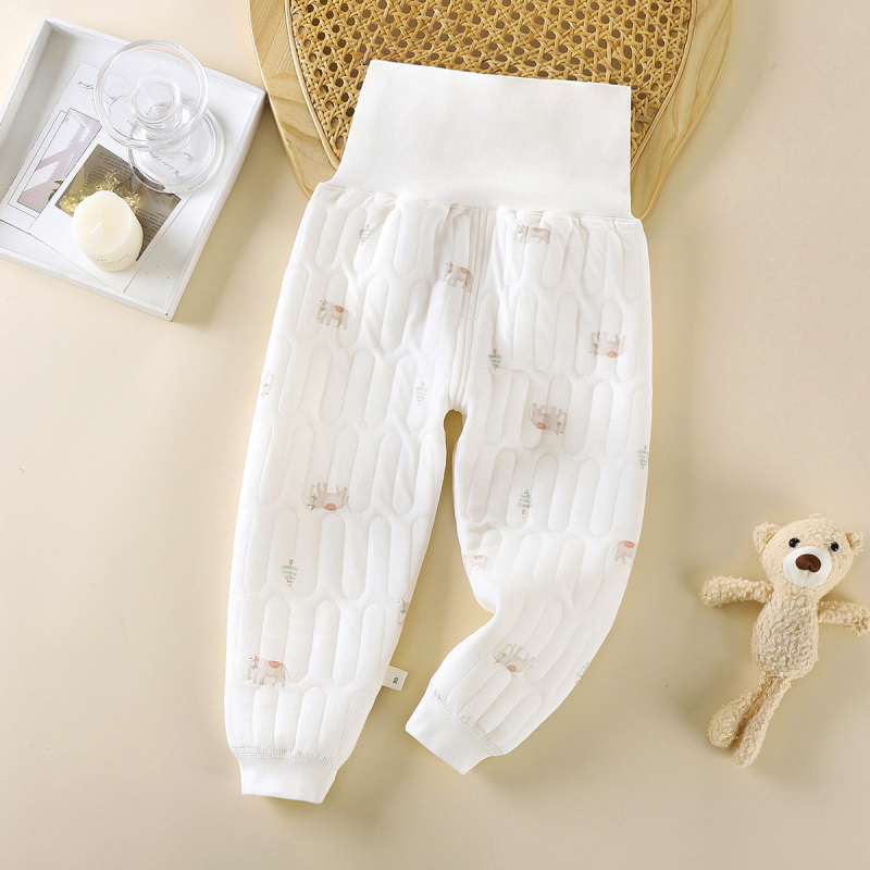Kūdikio kelnės iš 100% medvilnės rudens–žiemos laikotarpiui, trijų sluoksnių šilumos audinys, aukštas liemuo, storos, antibakterinės, šildo, naujagimiams 0–12 mėnesių