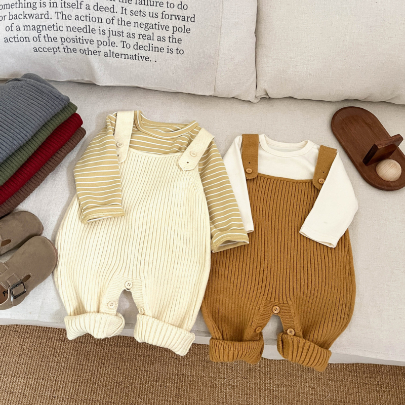 Unisex pleteni dječji kombinezon bez rukava, viskoza 50%, proljeće–jesen, korejski stil, skrivena kopča