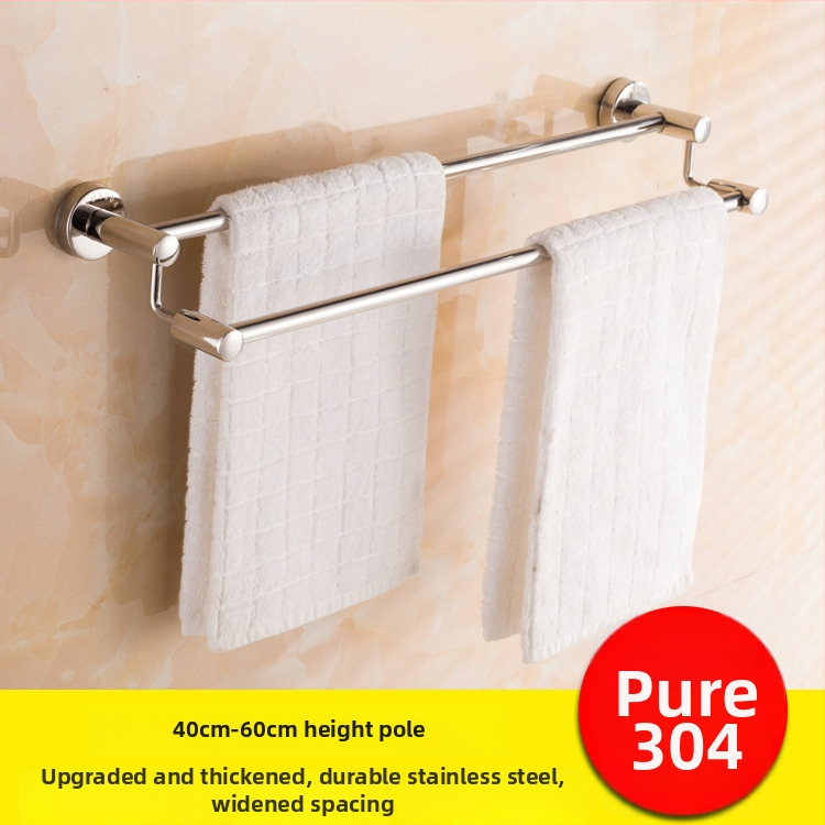 Стойка за кърпи от 304 неръждаема стомана, модерен стил, носеща до 20 кг, с единичен и двоен прът, монтаж без пробиване