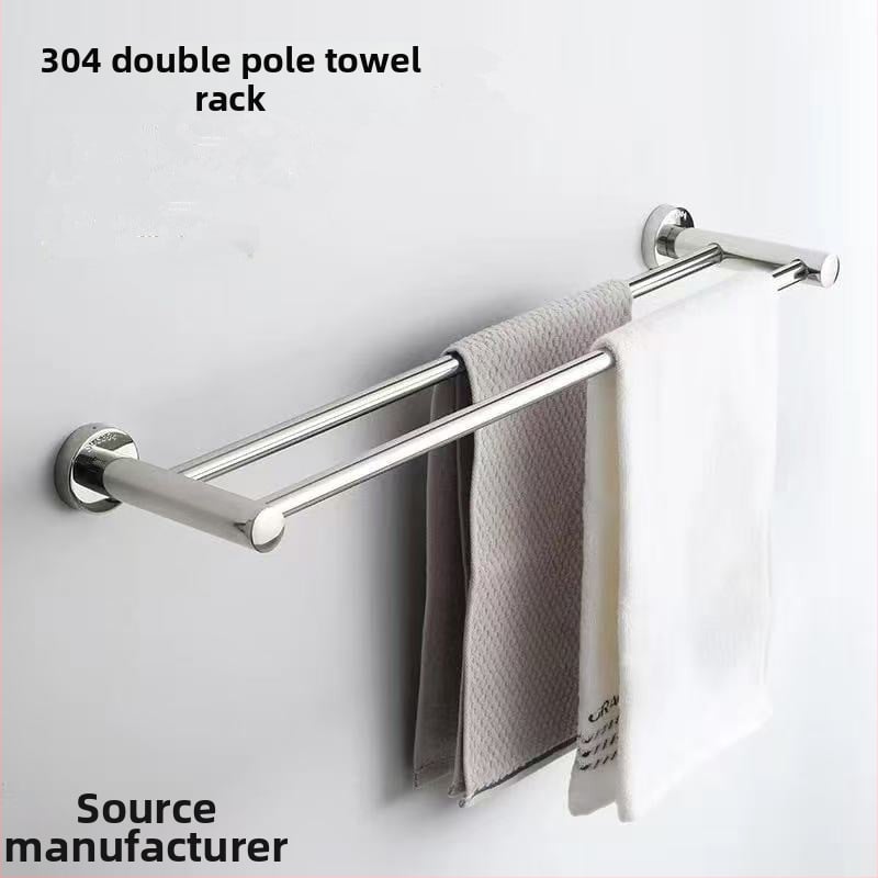 Стойка за кърпи от 304 неръждаема стомана, модерен стил, носеща до 20 кг, с единичен и двоен прът, монтаж без пробиване