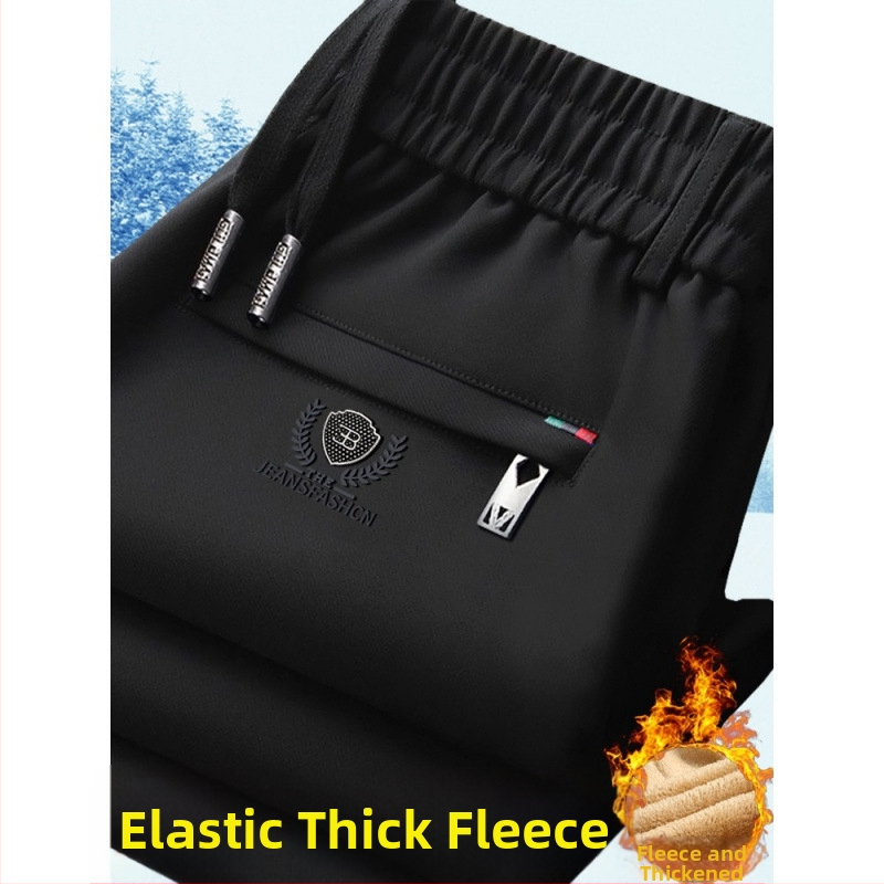 Vīriešu ziemas bikses ar elastīgu jostu, flīsa iekšējā odere, taisa piegriezuma, Cupro šķiedra