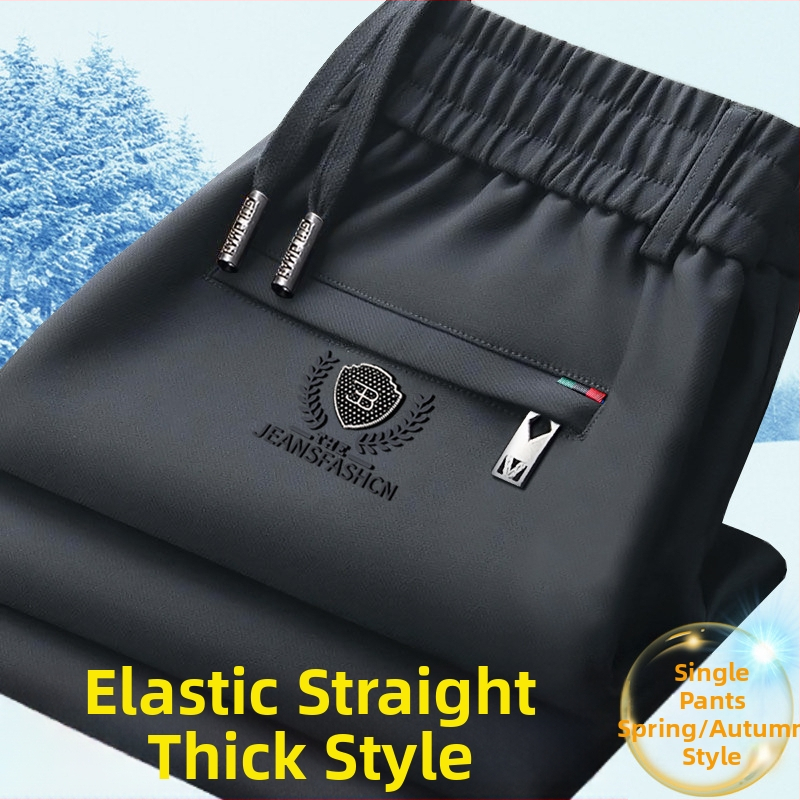 Meeste talvepüksid elastse vööga, fleece voodriga, sirge lõikega, Cupro kiududest