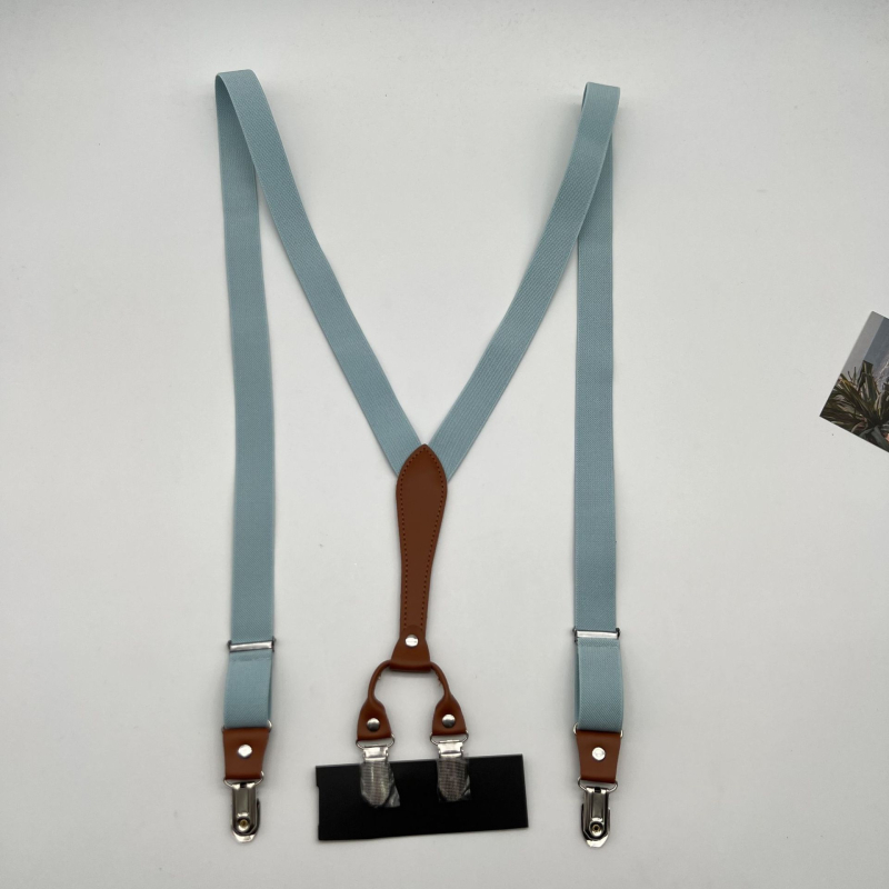 Elastične naramenice za hlače s 4 kopče, krížni dio leđa, poliester, podesive, unisex