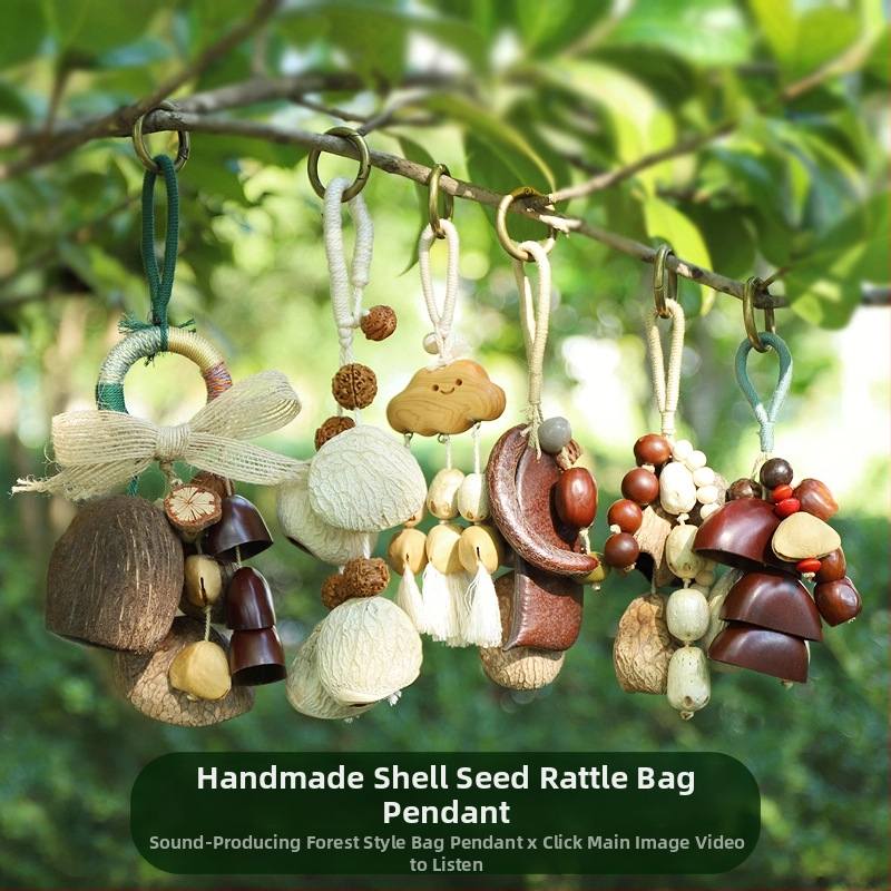 Somas piespraude no dabiskas augļu čaumalas, rokdarbs, skaņu terapijas zvaniņš, meža dziedinošs vēja zvaniņš