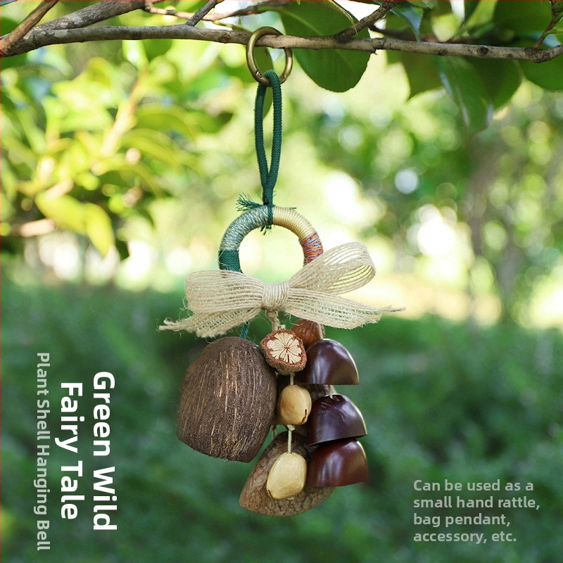 Somas piespraude no dabiskas augļu čaumalas, rokdarbs, skaņu terapijas zvaniņš, meža dziedinošs vēja zvaniņš