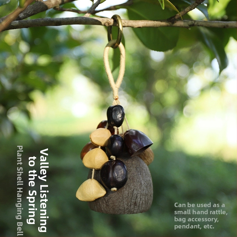 Somas piespraude no dabiskas augļu čaumalas, rokdarbs, skaņu terapijas zvaniņš, meža dziedinošs vēja zvaniņš