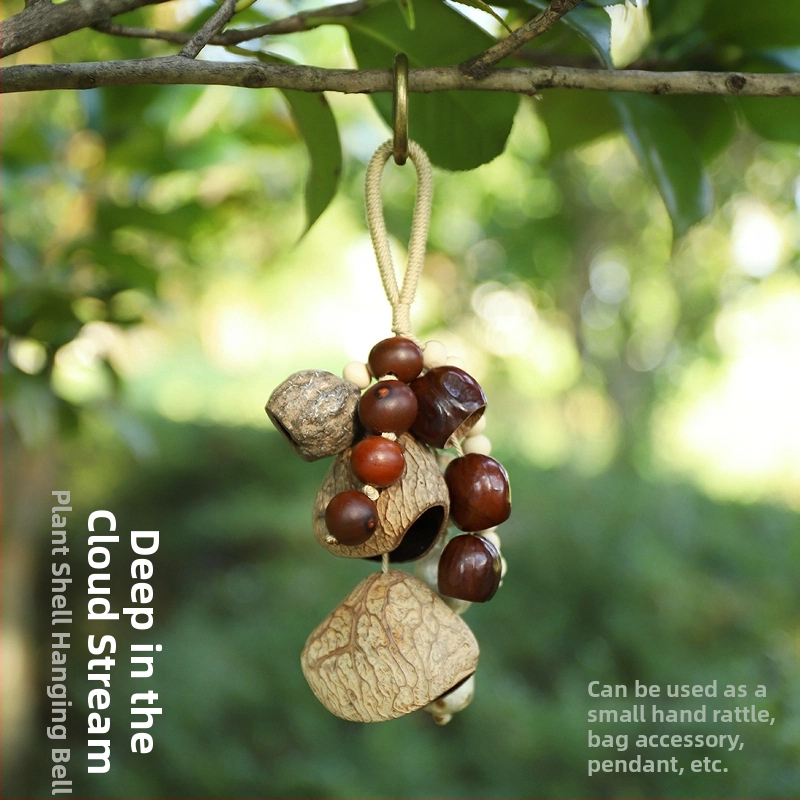 Somas piespraude no dabiskas augļu čaumalas, rokdarbs, skaņu terapijas zvaniņš, meža dziedinošs vēja zvaniņš