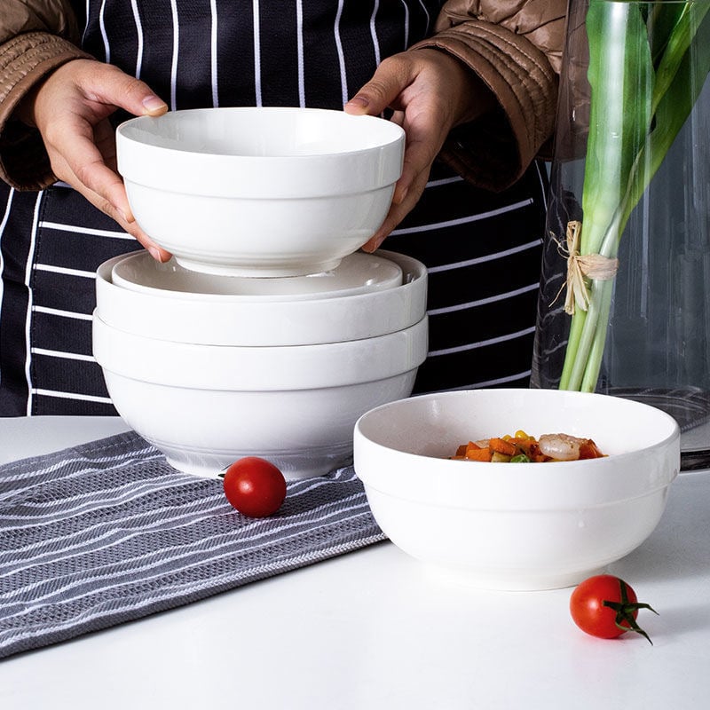 Porcelanska okrugla zdjela, mikrovalna sigurna, mogućnost ispisa logotipa i prilagodbe, za hotelsku i restoransku uslugu