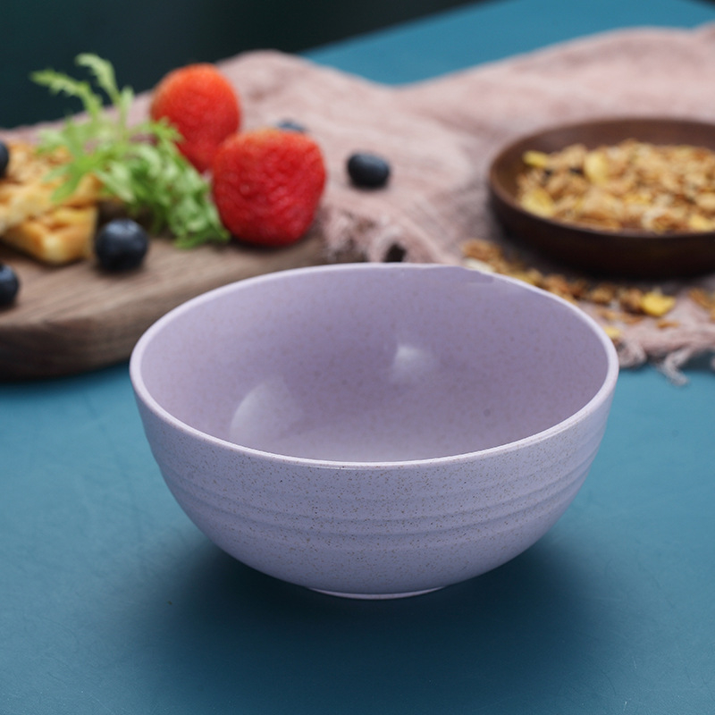 Miska od pšeničnog slama i PP-a, mikrovalno sigurna, okrugla, jednobojna glazirana površina