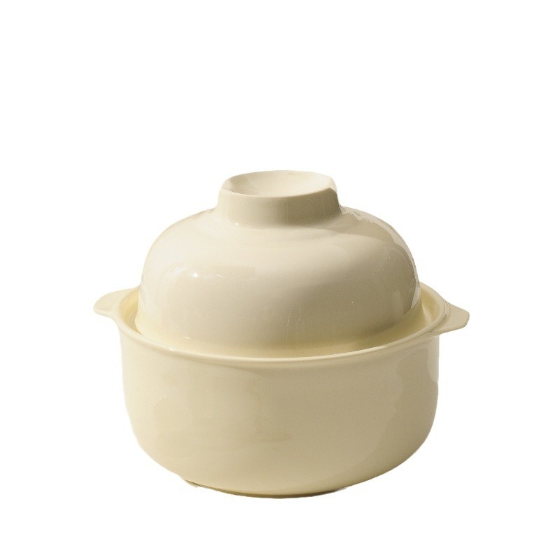 Porcelanska zdjela za instantnu rezance s poklopcem, mikrovalna, okruglog oblika, jednobojni dizajn