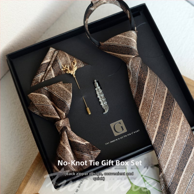 Set cravată și papion cu batistă de buzunar, model dungat, lățime obișnuită, poliester-satin, jacquard, fără nod, pentru nunți și afaceri