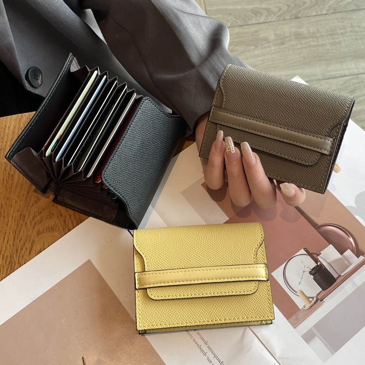 Valódi bőr női kártyatartó, két rétegű marhabőrből, nagy kapacitás, több kártya rekesz, minimalist pénztárca, 2024 ősz
