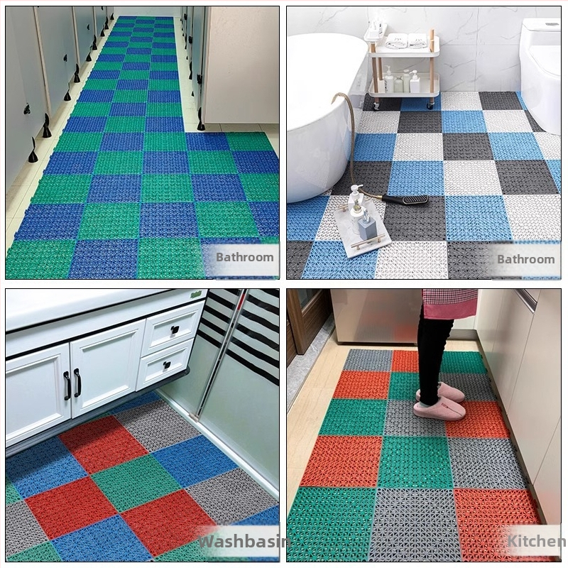 PVC антиплъзгаща подложка за баня и кухня, квадратна шарка, миеща се