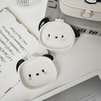 Keraminė dip lėkštė su karikatūriniu raštu, japoniško stiliaus, tinkama mikrobangų krosnelėms