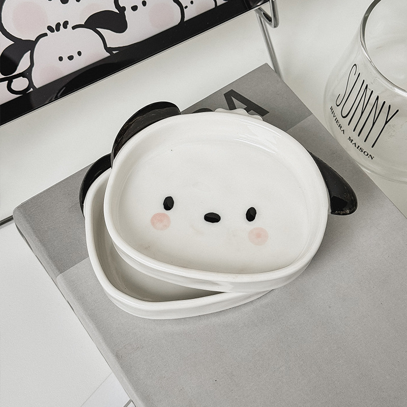Keraminė dip lėkštė su karikatūriniu raštu, japoniško stiliaus, tinkama mikrobangų krosnelėms
