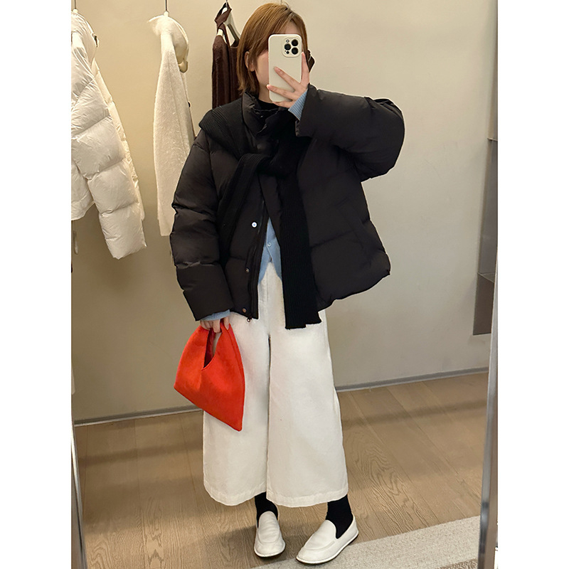 MMC sieviešu pūkjakas, ziemas 2025, pūka saturs 90%, neilona audums, vaļīga piegriezuma, augsts apkaklis, rāvējslēdzējs