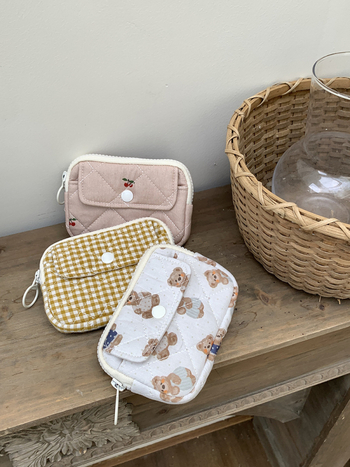 Geantă multifuncțională pentru carduri și acte, țesătură din bumbac cu model floral, stil urban minimalist, respirabilă și ultra-ușoară, căptușeală din poliester