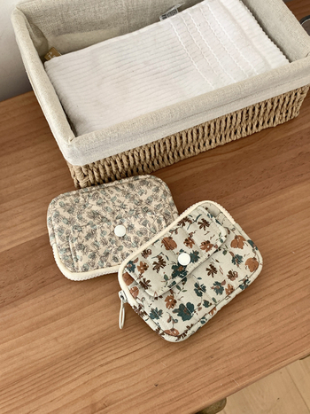 Geantă multifuncțională pentru carduri și acte, țesătură din bumbac cu model floral, stil urban minimalist, respirabilă și ultra-ușoară, căptușeală din poliester