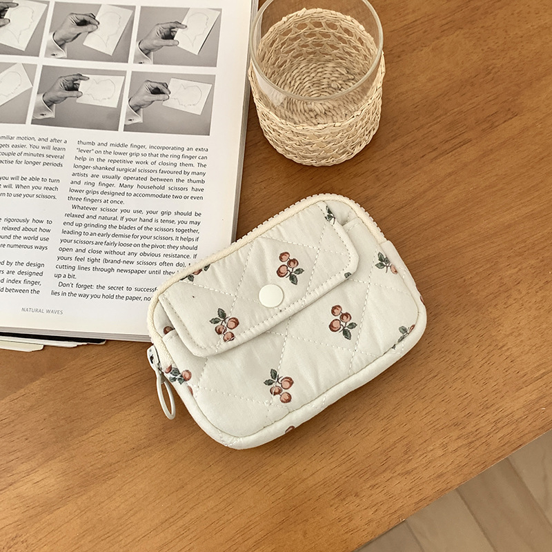 Geantă multifuncțională pentru carduri și acte, țesătură din bumbac cu model floral, stil urban minimalist, respirabilă și ultra-ușoară, căptușeală din poliester