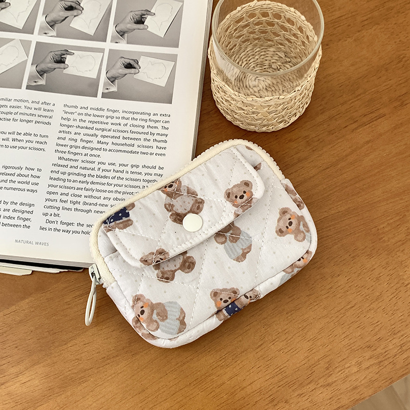 Geantă multifuncțională pentru carduri și acte, țesătură din bumbac cu model floral, stil urban minimalist, respirabilă și ultra-ușoară, căptușeală din poliester