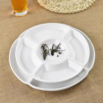 Runpai farfurie ceramică cu cinci compartimente, formă neregulată, suprafață glazurată, potrivită pentru cuptorul cu microunde