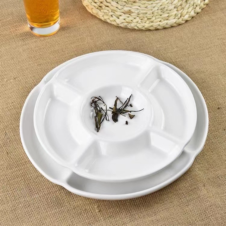 Runpai farfurie ceramică cu cinci compartimente, formă neregulată, suprafață glazurată, potrivită pentru cuptorul cu microunde