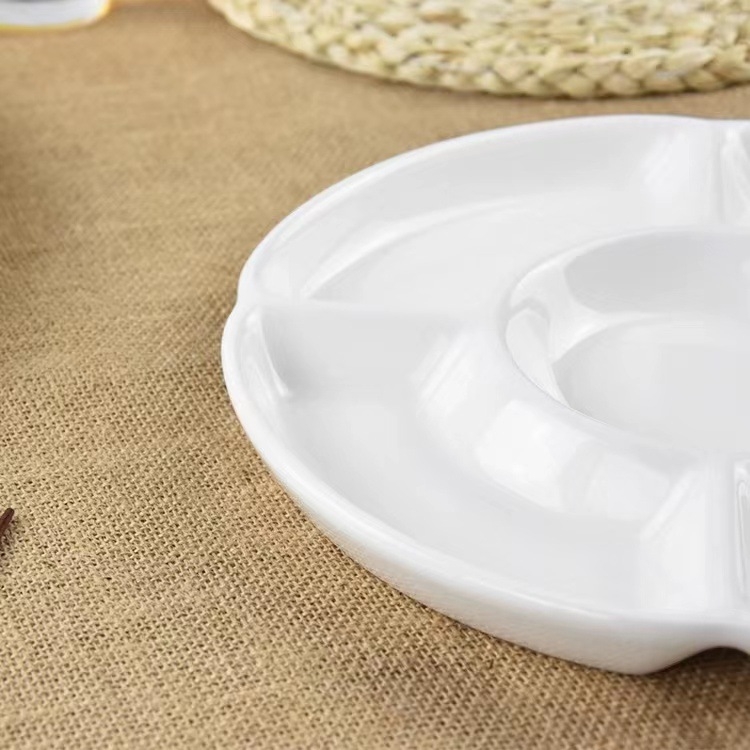 Runpai farfurie ceramică cu cinci compartimente, formă neregulată, suprafață glazurată, potrivită pentru cuptorul cu microunde