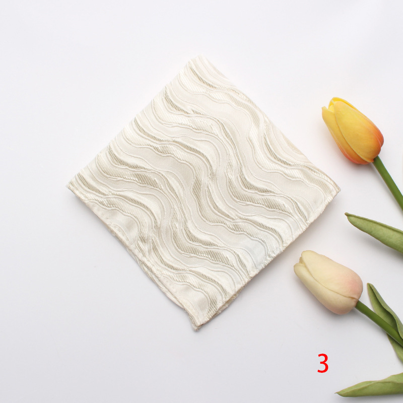 Vīriešu kabatas dvielis, retro džakarda poliesters, svītru raksts, poliestera oderde