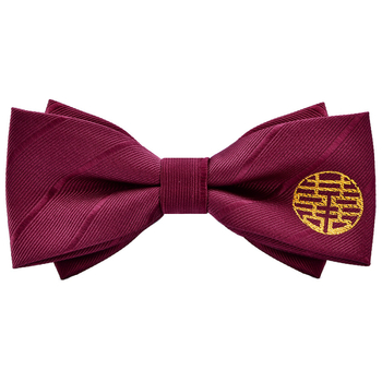 Papion trei piese, set cu batistă de buzunar și boutonniere • poliester • stil masculin • lățime standard